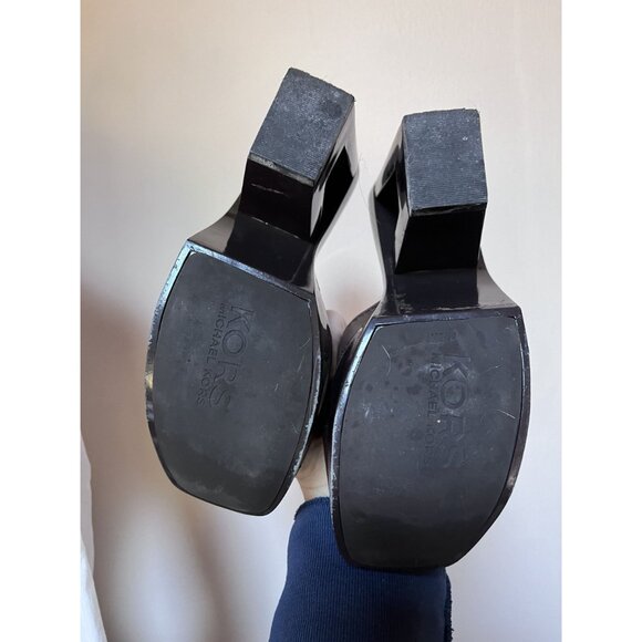 Michael Kors Brown Leather 70s Retro "Dizzy" Platform Sandals Chunky Heels 7.5 - Picture 6 of 10